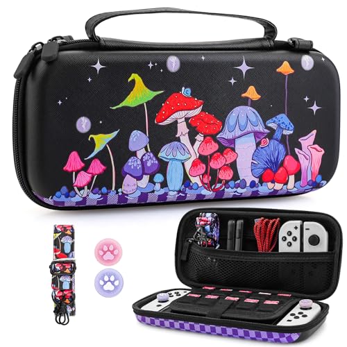 Mushroom Carrying Case for Nintendo Switch and OLED Console, Blac...