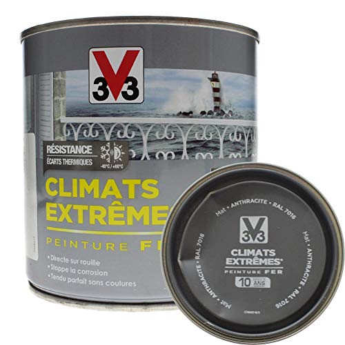 Peinture fer mat climats extrêmes 0,5L (gris anthracite) - Ton : Gris anthracite
