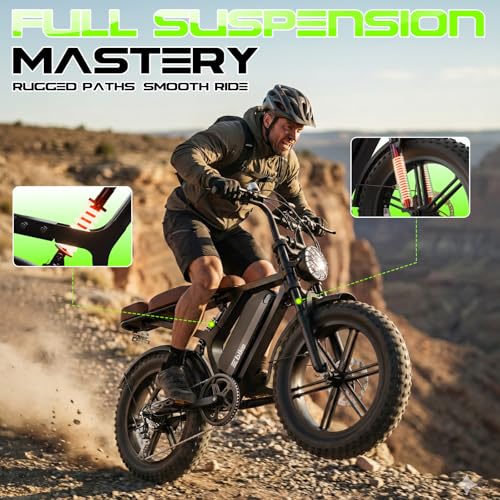 Image of TS TST GRP LLC Electric Bike for Adults, Peak 1500W Motor Retro Ebike,48V 15Ah Removable Battery,Range 65Miles,20 inchx4 inch Fat Tires,Full Suspension E Bike for City Commuting,Off-Road