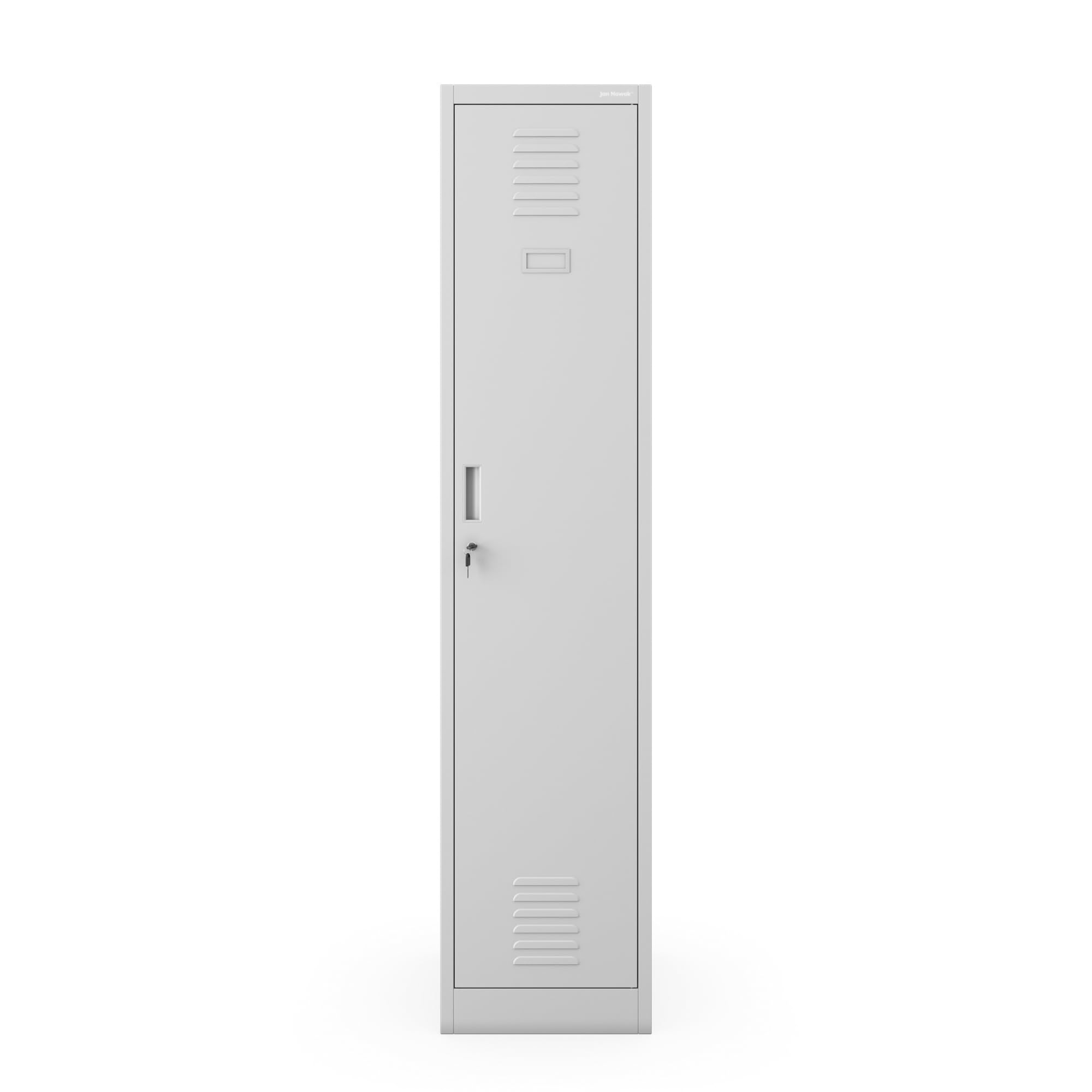 Jan Nowak Kleiderspind Metall abschließbar Garderobenschrank Umkleideschrank Schließfachschrank, 40 x 180 x 50 cm, Stahlschrank für Sozialraum mit Trennwänden, Lüftung und Kleiderhaken Grau