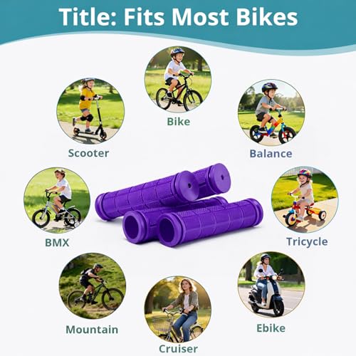 Image of CHUNZEXI 4 PCS Bike Handlebar Grips, Rubber Bicycle Bar Grips Replacement, Non-Slip Handle Grips for Kids Bikes, Scooters, BMX, Mountain & Cruiser Bikes