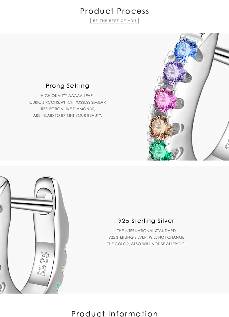SALAN Orecchini A Cerchio In Argento Sterling 925 Con Zirconia Turchese - Piccoli E Brillanti, Gioielli Regalo Per Donna