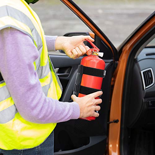 2 Pieces Adjustable Fire Extinguisher Holders Fire Extinguisher Mount Strap for Roll Bar Car Fire Extinguisher in Black and Red Compatible with Jeep Wrangler CJ YJ LJ TJ JK JKU JL JLU 1953-202