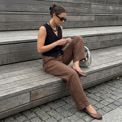 Image of CUSHIONAIRE Siesta Modern Lattice Ballet Flats for Women, Comfortable Slip On Pointed Toe Womens Jelly Shoes