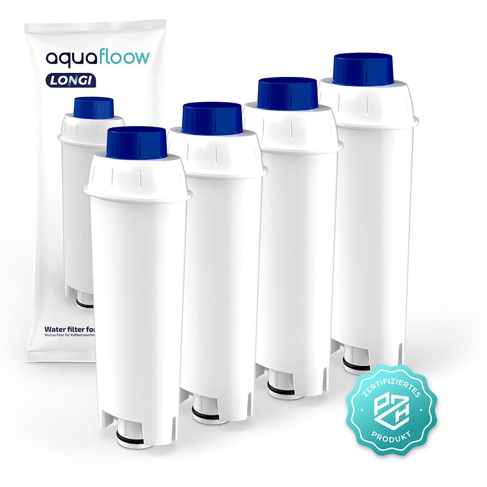 Aquafloow LONGI 4X Water Filter for Delonghi Coffee Machine Replacement for DeLonghi DLSC002, SER3017 & 5513292811 Filter Cartridges Compatible with ECAM, Esam, ETAM Series | Care for Coffee Machines