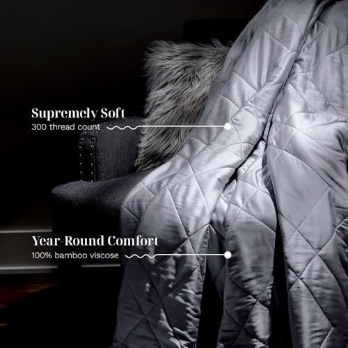 Image of LUXOME Lightweight Blanket | 100% Rayon (Viscose) from Bamboo Fabric & Fill | Full /Queen - 86 inchx92 inch | Super Soft | Thermal-Regulating | Stone