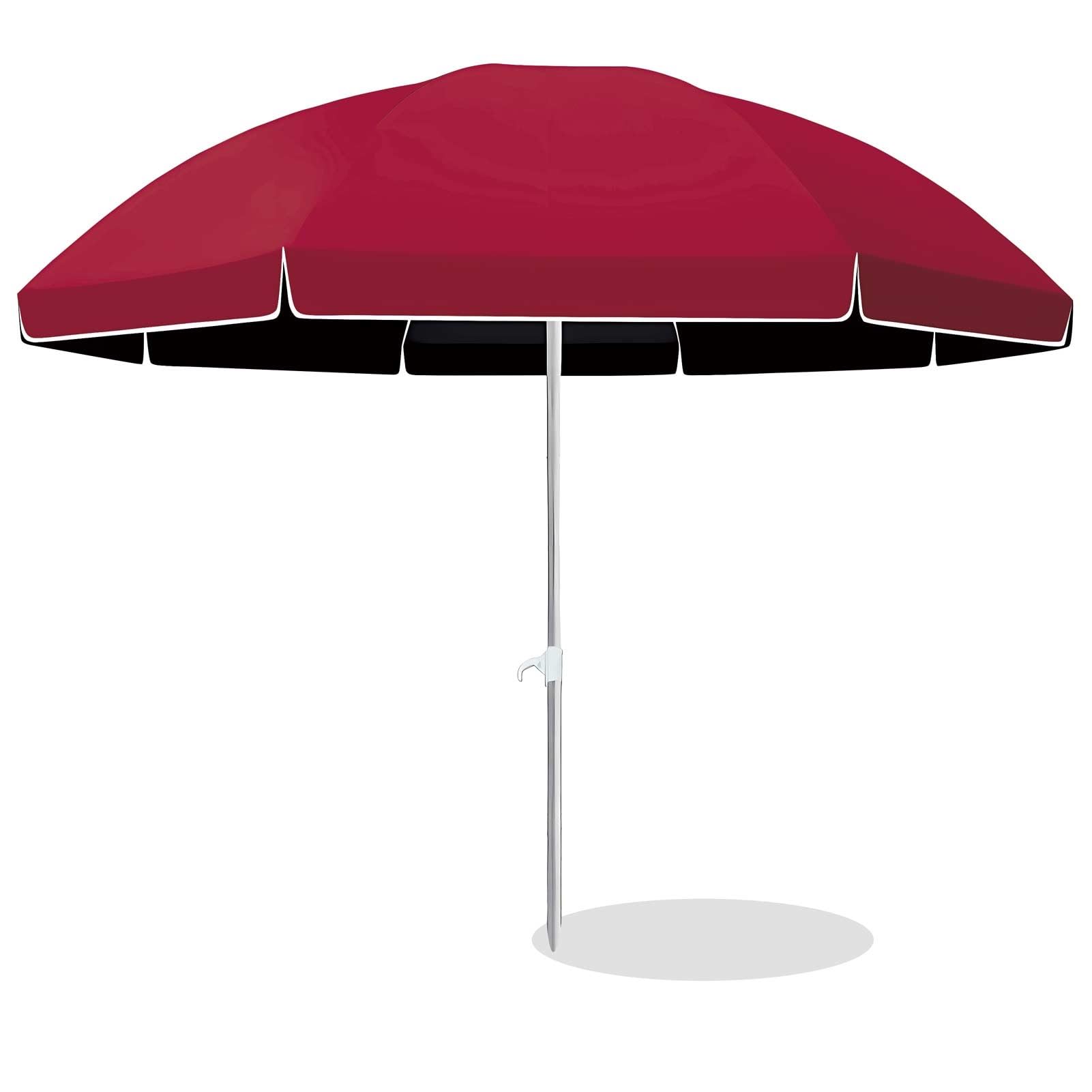 LRZPTDYU Portable Outdoor Beach Umbrella UPF 50+ 8 Sturdy Ribs Adjustable Lightweight Sun Shade for Poolside Backyard Garden Party Parasol