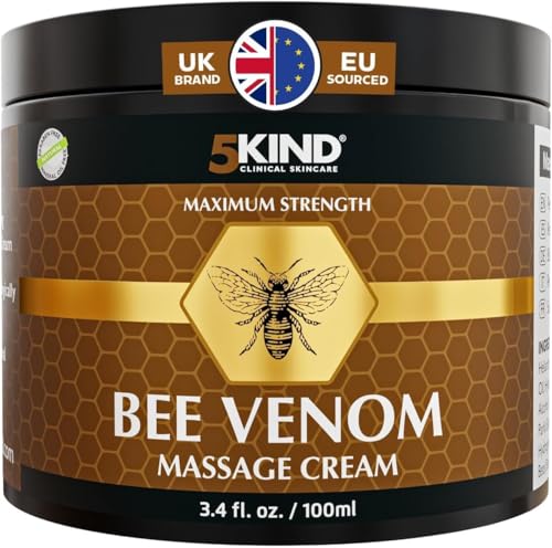 5kind Bee Venom Cream UK Maximum Strength 100ml - Bee Venom Comprehensive Cream - Naturally Massage Joints & Muscles Lower Back Knee Neck Shoulder Hip & Feet - Responsibly Sourced