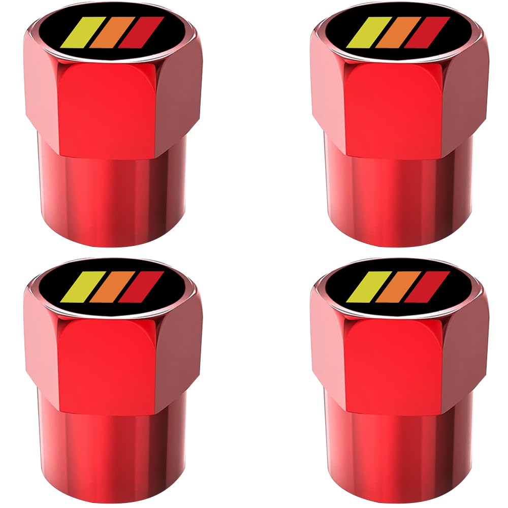 4Pcs Metal Aluminum Alloy Car Tire Valve Stem Caps Cover for Toyota Tacoma 4Runner Tundra Rav4 Highlander TRD Accessories for Men Women -CapsTriColor-red
