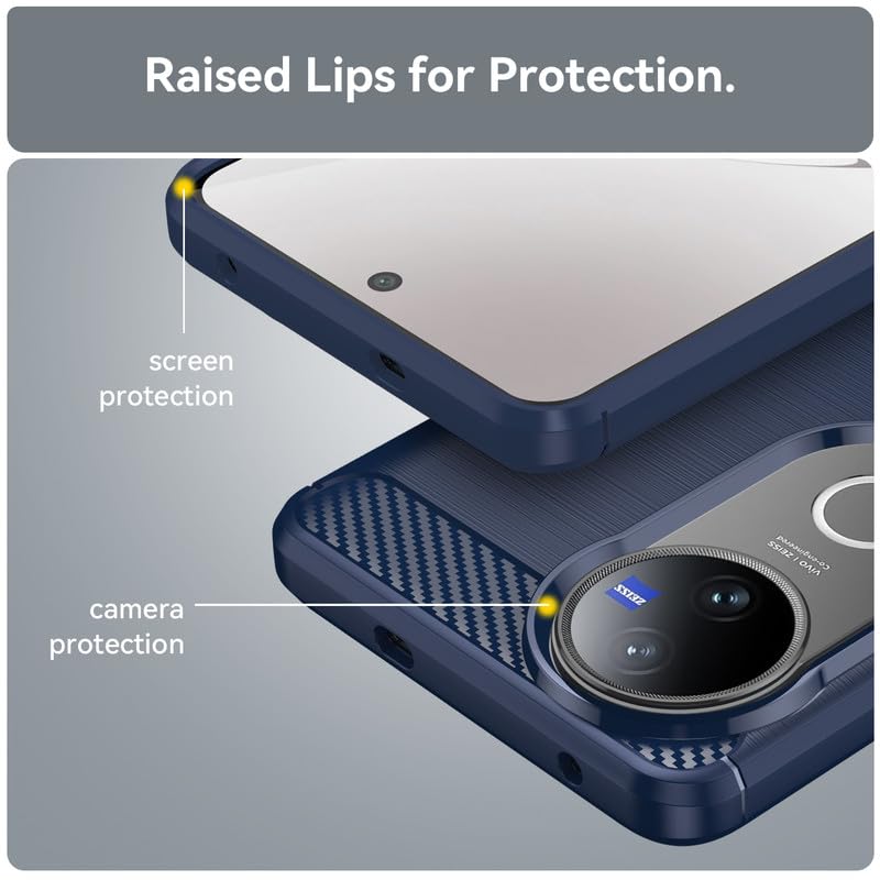 Image of Hybrid Carbon Fiber Back Case for Vivo T4R 5G / iQoo Z10R 5G (Blue)