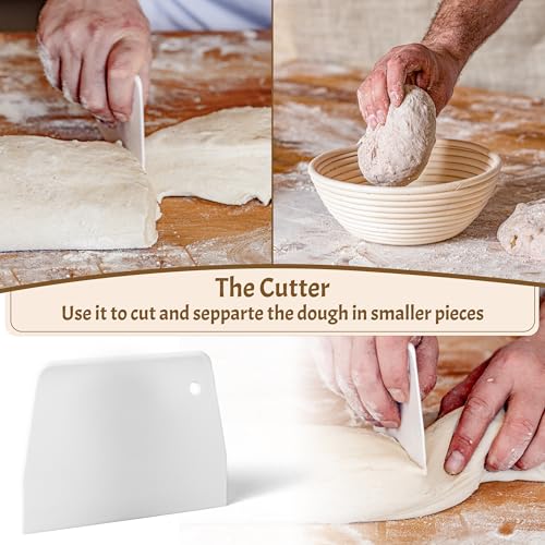 Sourdough Starter Kit for Beginners – Easy All-in-One Bread Baking Set with 9” Round Banneton Proofing Basket, 24oz Glass Starter Jar & Essential Tools – Start Baking Right Away