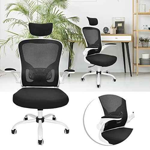 Chaise de bureau blanche Cocoarm avec accoudoir rabattable - 6