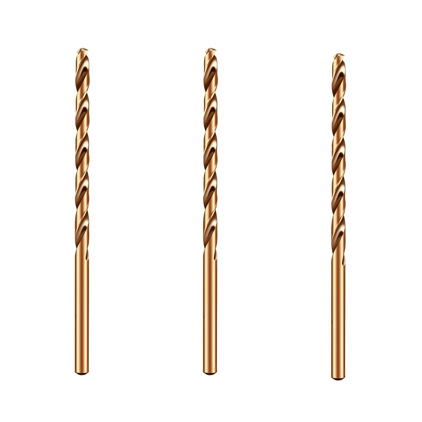 Zestaw wierteł spiralnych HSS M35, bardzo długie, 7,2 mm x 156 mm, wiertła z chwytem prostym 135° do głębokich otworów w stali nierdzewnej, żeliwie, twardym metalu, drewnie itp