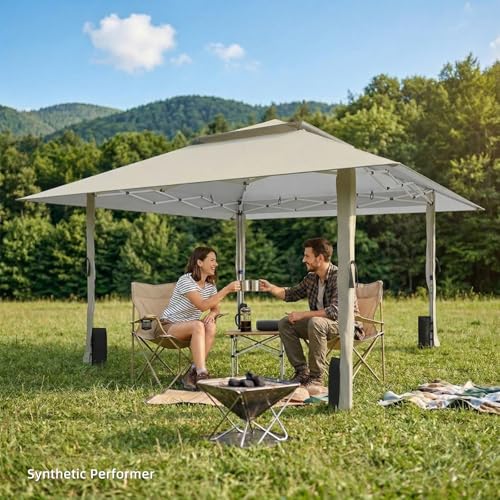 Pop Up Canopy Tent 13x13 FT, Outdoor Easy Setup Gazebo with Wheeled Carry Bag, Heavy Duty Outside Shelter with UV-Resistant Top, Portable Instant Sun Shade for Garden Camping Events, Khaki - Image 3
