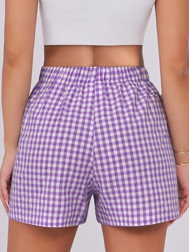Image of ANRABESS Boxer Shorts for Women Gingham Pajama 2026 Summer Casual Lounge Sleep Plaid Shorts Y2K Beach Bottoms