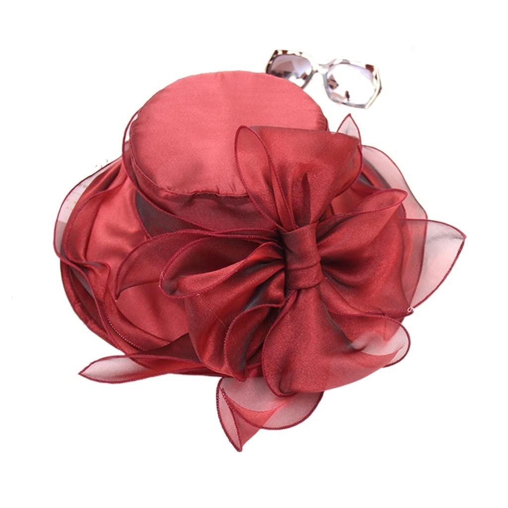 Cappello a Cilindro Vintage in Organza Cappello da Sposa Cappello Estivo da Donna per Visiera Parasole da Spiaggia Cappello da Sole in Rete Grande