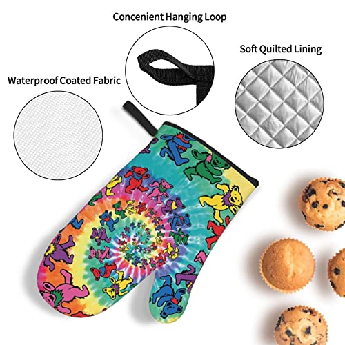 4Pcs Oven Mitts And Pot Holders Sets,Dancing Thanksgiving Bear,Kitchen Oven Glove High Heat Resistant 500 Degree Oven Mitts And Pot Holder,Surface Safe For Baking,Cooking,Bbq #TOP3