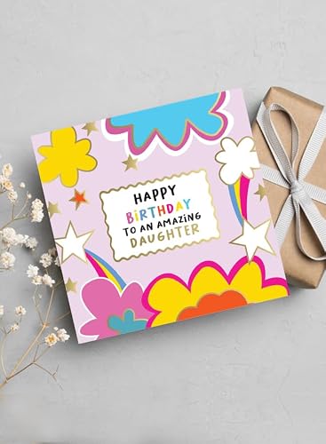 Share the Love “Happy Birthday to an Amazing Daughter” Cute Birthday Card - 15 x 15 Best Wishes Greeting Card w/Premium Quality Paper, Gifting Envelope | Wishing Cards and Supplies