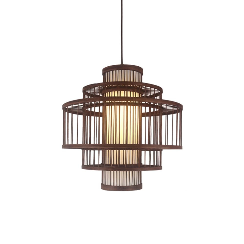 CHUNGYANG Hand Knitted Bamboo Pendant Light Fixture Boho Dining Room Chandelier with Adjustable Suspension Line Kitchen Entryway Light Fixtures Pastoral Style Tea Room Pendant Lamp Natural Materials