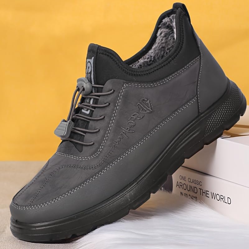 Men's Winter Warm Fleece-Lined Sneakers Waterproof, Mens Winter Boots Shoes Non-Slip Casual Sneakers2