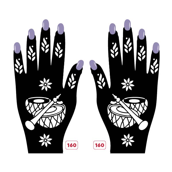 Mehndi design | Heena Art Temporary Tatto for Kids, Girls & Women, Easy to use, Best Mehandi Design Stencil Sticker collections, Design no - Apcute - H-B - 160-image-34