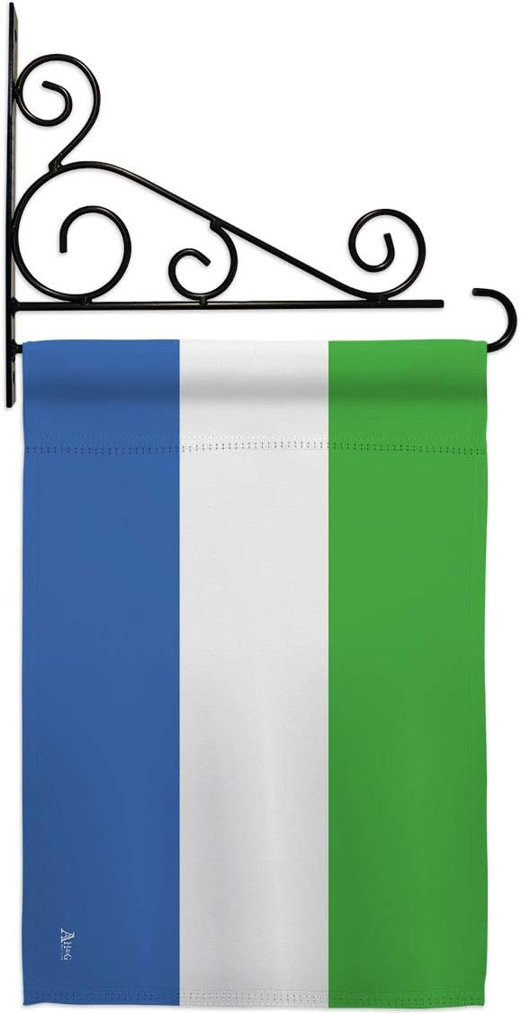 Sierra Leone Garden Flag Set Wall Holder Regional Nationality Nation International World Country Particular Area Small Decorative Gift Yard House Banner Made In USA 13 X 18.5