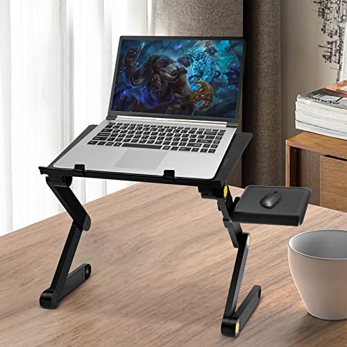 Uten Laptop Ständer, Verstellbarer Klapptisch Erhöhung mit Mauspad, Ergonomischer Laptop Ständer, Laptop Halter für Schreibtisch Bett Sofa mit 2 Ventilatoren