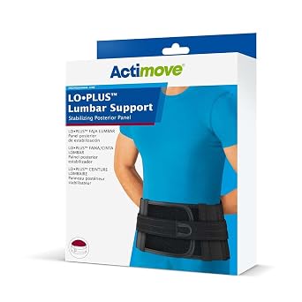 Actimove Professional LO PLUS Lumbar Support Stabilizing Posterior Panel | Lumbar Sacral Support Belt for Lumbar Lower Back Support Belt for Sciatica, Herniated Disc, Scoliosis Back Pain Relief | Black, Medium