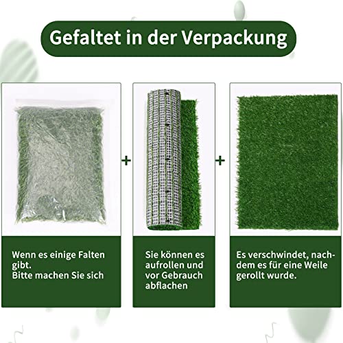 2 Stück Hundetoiletten mit Kunstrasen – hochdurchlässige Hundeklo Gras-Pads und Wiederverwendbare Trainingsunterlage, ideal für Wohnung, Balkon, Zuhause sowie große und kleine Hunde