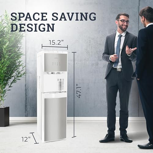 Igloo Bottom Load Water Cooler Dispenser - Hot, Cold, or Room-Temperature Water - Holds 3 or 5 Gallon Bottles - Child Safety Lock - Perfect for Homes, Kitchens, Dorms - White Stainless