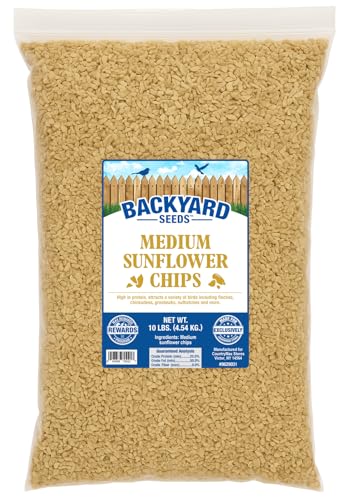 CountryMax Sunflower Chips for Birds 10lbs - Shelled Medium No Waste Bird Seed for Outside Feeders, Small Resealable Bag of Wild Bird Food