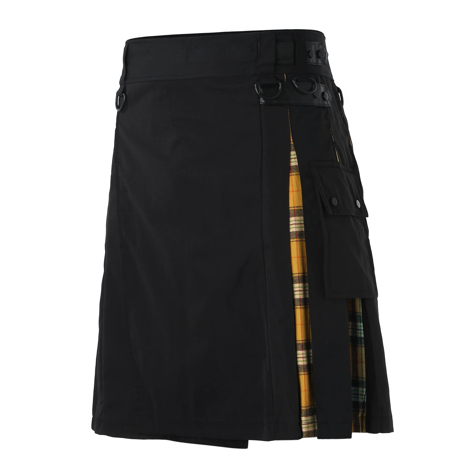 Pride of Scotland Mens Kilt Tartan Kilts Men's Scotsman Fancy Dress CostumeTraditional Highland Tartan Outfit for Festivals,Stag Do,Scottish Party,Costume Parties,World Book (81-Yellow, XXL)