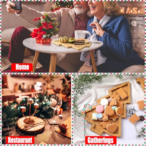 Tabla de Cortar en Forma de Árbol de Navidad para Quesos, Charcutería y Postres - Tabla de Servir de Bambú Marrón miniatura 6