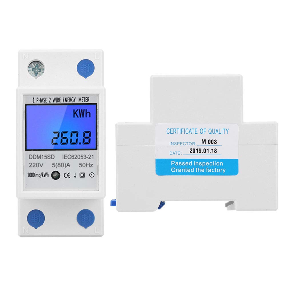 DDM15SD KWh Contatore di Energia Contatore di Energia Monofase Display Digitale Retroilluminato LCD 5-80A