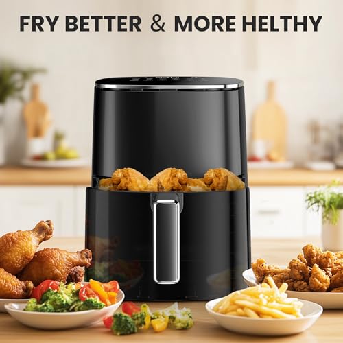 Image of NEWBULIG Air Fryer, 6QT Square Airfryer with Visual Window, 400℉ Fast Heating Air Fryers Oven with Timer, Auto-Off, Non Toxic & Non Stick, Multiple 12 Modes for Roast, Bake, Dehydrate, Fry, Reheat