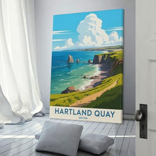 Poster vintage voyage Hartland Devon impression toile déco chambre - 3