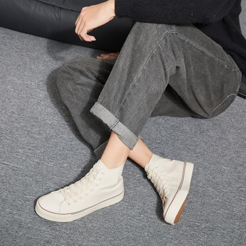 Image of yageyan Men's High Top Canvas Sneakers Fashion Lace up Walking Shoes Casual Classic