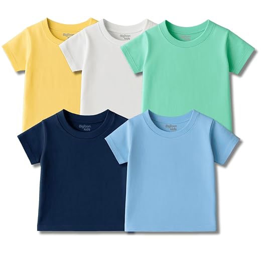 Kit 5 Camisetas para Bebê P, M, G - 100% Algodão (Azul)