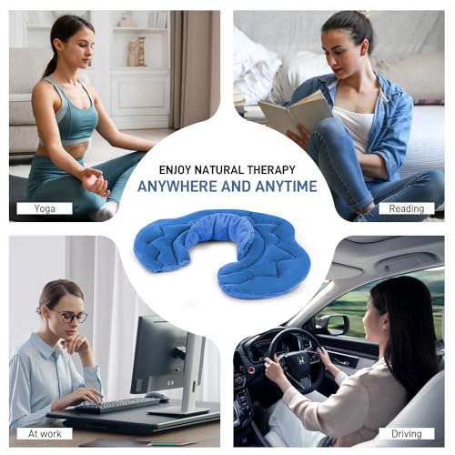 Image of Microwavable Heat Pad for Neck and Shoulders, Warm Compress Wrap, Blue | Weighted Moist Heat for Back, Relief Sore Muscle Stress Tension, Gift for Women