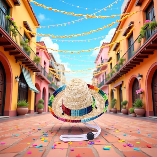Lustiger Hund Sombrero Hut, Verstellbare Chihuahua Cosplay Cap, mexikanisches Party-Kostüm, Kleidung Dekoration für Haustier Hunde Geburtstag Weihnachten und Halloween Bekleidung Zubehör
