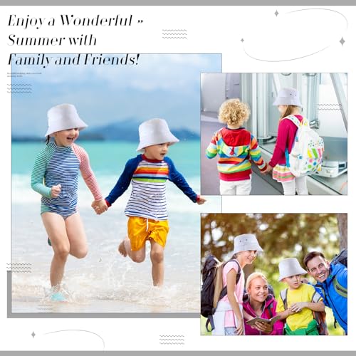 Cozypower Kids White Bucket Hat Bulk Summer Fishing Hats Washed Cotton Packable Beach Hat Travel Outdoor Girls Boys4