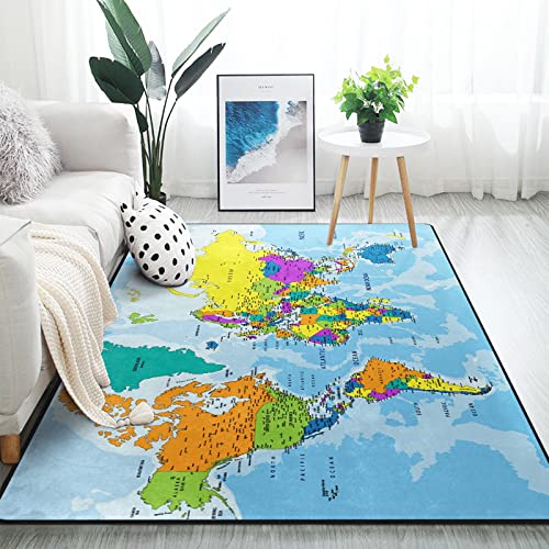 ALAZA Colorful World Map Area Rug