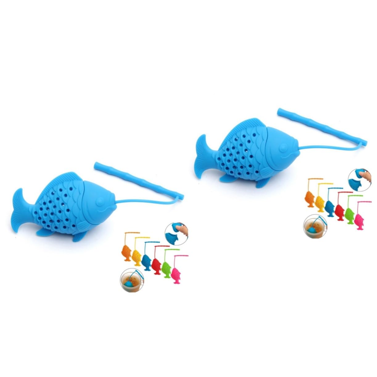 DECHOUS 2pcs Fish-Shaped Tea Infuser Tea Bag Filter Silicone Strainer Easy Clean Dishwasher Safe to Temperature Resistant Random Color