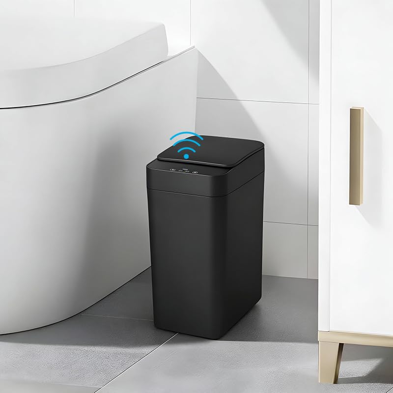 Supvox® 12L Touchless Trash Bin Auto-Open & Close Waste Bin wth Manual Control Button, Battery-Operated Motion Sensor Trash Can Waste Bin Anti-Odor Trash Bin for Home Office Toilet, 23.5x15.8x32cm-image-48