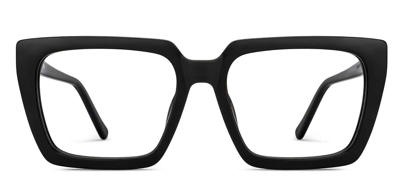KJO Collection | Full Rim Square Zero Power Bluecut & Antiglare Computer Eyeglasses For Eye Protection And Strain | Men & Women | Medium | LS E15666