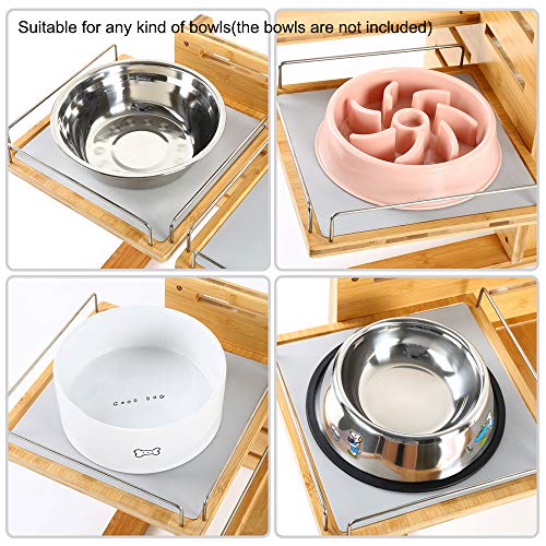 FOREYY Adjustable Raised Dog Bowls,Bamboo Elevated Feeder Stand with Non-Skid Feet for Food and Water,5 Level Wooden Pet Dining Table Comfort Feeding Station for Medium Large Big Dogs by YY FOREYY - Image 3