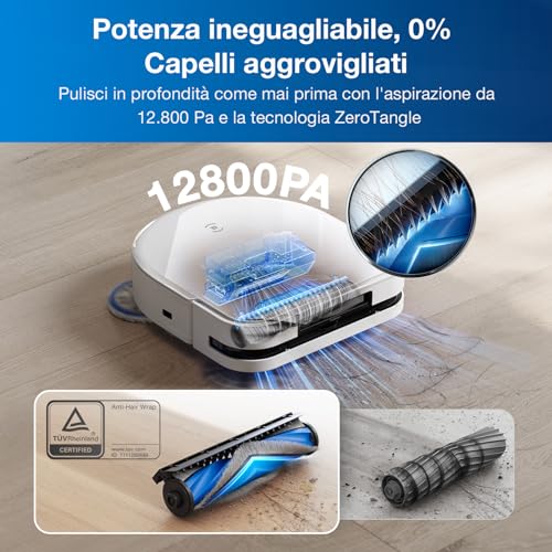 ECOVACS DEEBOT X5 OMNI Robot Aspirapolvere Lavapavimenti con Stazione All-in-One, 12800Pa, Anti-grovigli, TruEdge Taglio Adattivo Bordi, Lavaggio Mocio ad Acqua Calda a 70°C, Sollevamento Mop 15mm - Immagine 2