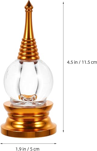 Miniatura 2 de Adornos de estupa, suministros de Buda, estatua de acrílico de estupa de cristal, torre budista Sarira Stupa, estatua zen, estatua de meditación,