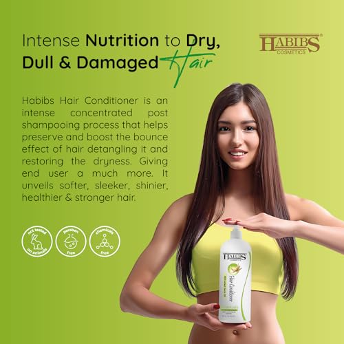 Image of Habibs Professinal hair conditioner Nourishing for Smooth & Straight Frizz-Free hair, With Wheat germ oil Vitamin E & tea tree oil Enriched (1LTR)
