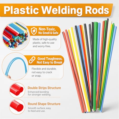 Image of weideer 3028PCS Plastic Welding Staples,Plastic Welder Staples & Welding Rods,8 Types, Auto Bumper Repair Kit,Hot Staples with Portable Toolbox for Car, DIYers,Toy